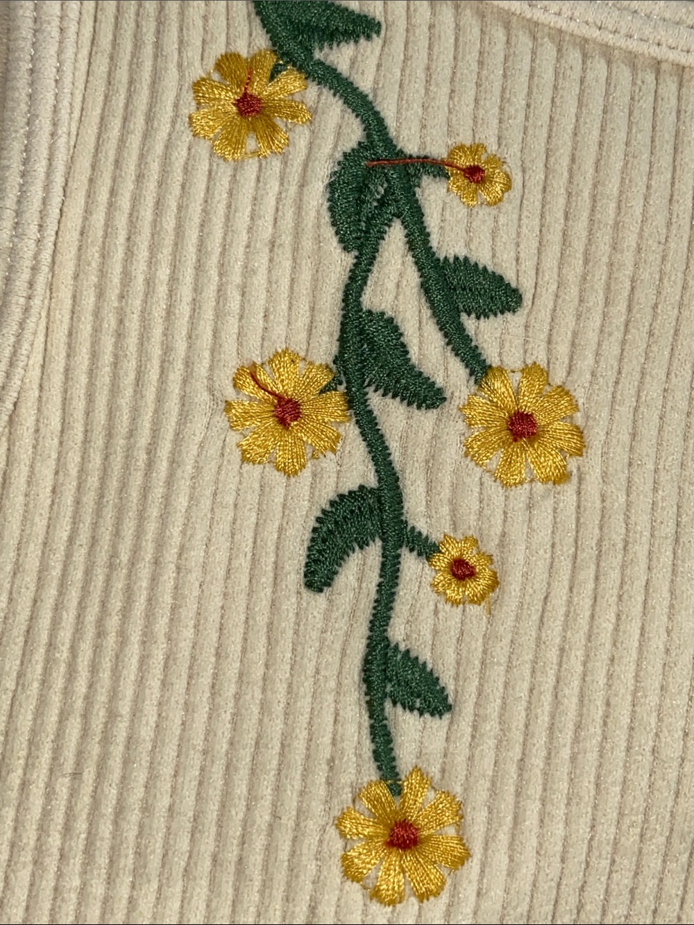 ZARA Crop Top ribbed racerback yellow / yellow flower embroidery / XS - S - Picture 2 of 10